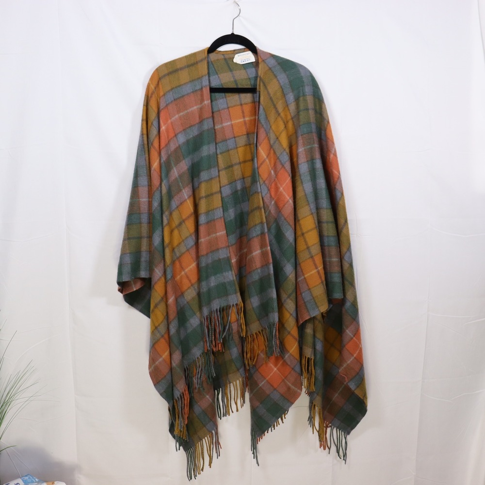 Edinburgh Lambswool Shawl OS Multicolor Womens Dark Academia Fringe Wrap